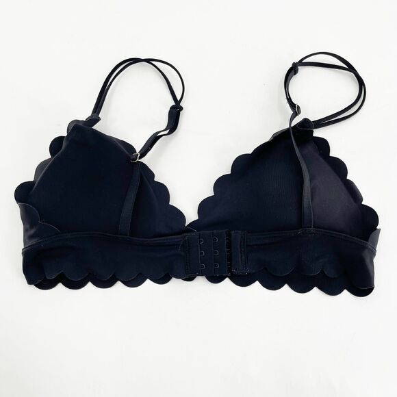 Anthropologie Womens Seamless Scalloped Bra Size M Black Adjustable Padded - Picture 2 of 7